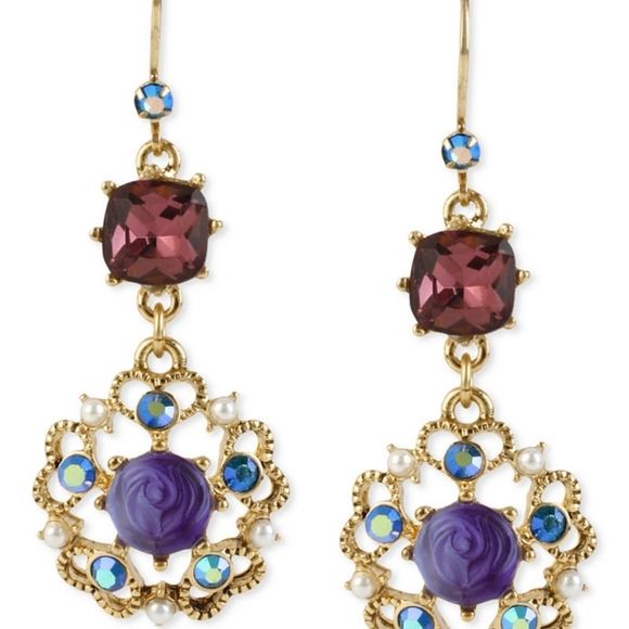 Nwt Betsey Johnson drop dangle floral earrings - Picture 2 of 2